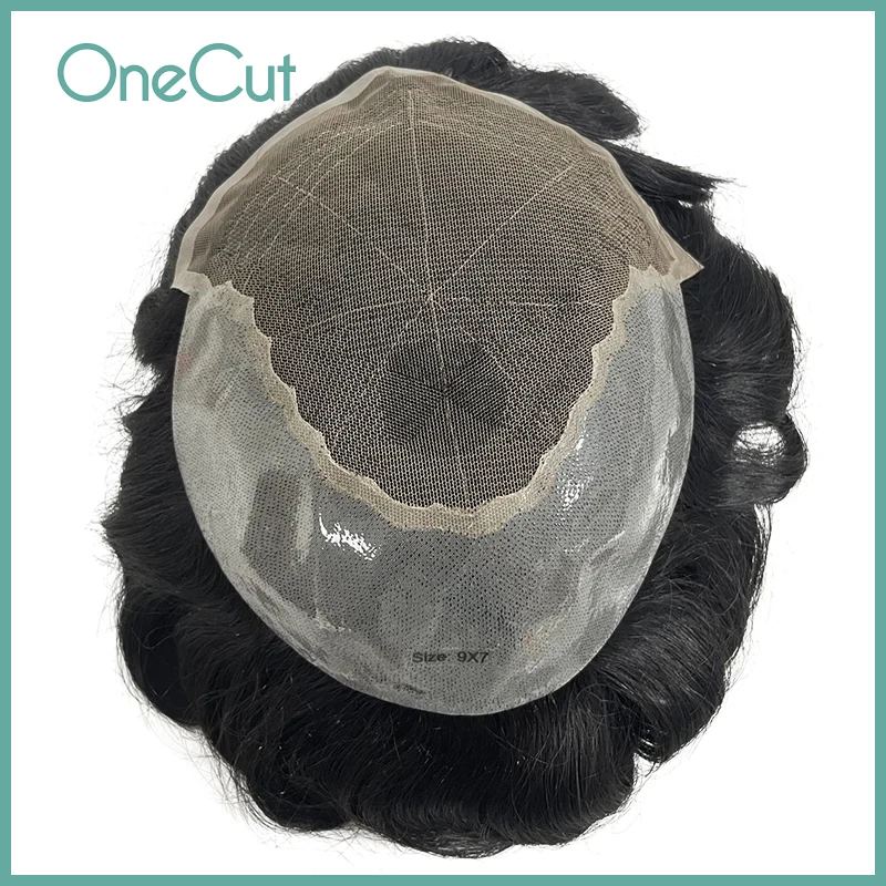 

Toupee For Men Q6 Swiss Lace Bleach Knots Breathable Replacement System 100% Natural Human Hair Wigs Men's Capillary Prosthesis