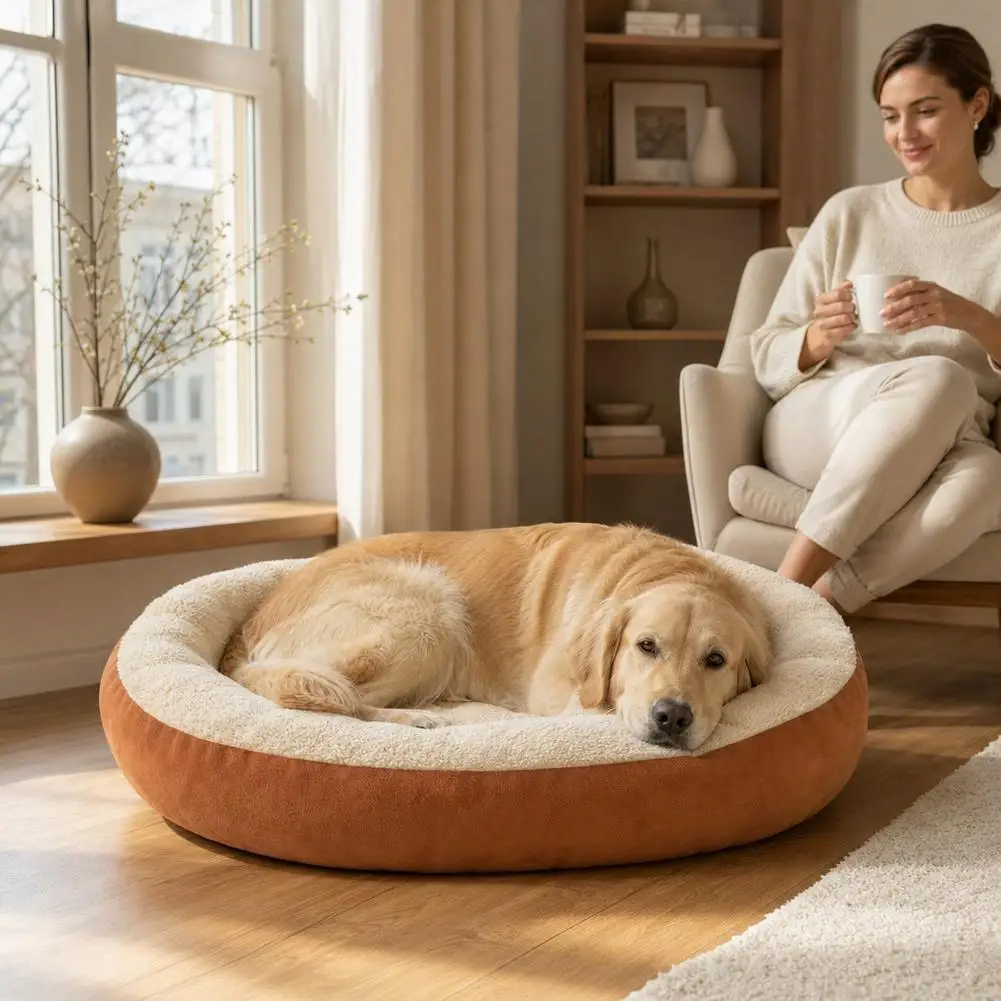 Dickes Plüsch-Haustierbett, Warme Hunde- und Katzennestmatte, Verdicktes Gemütliches Schlafkissen für Kleine, Mittlere und Große Hunde und Katzen – Detail 6