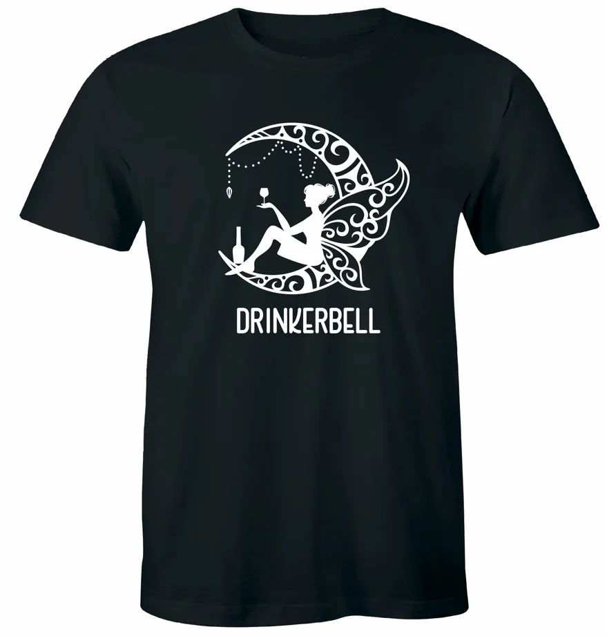 Drinkerbell T-shirt Wine Drinking Fairy Tee High Quality 100%Cotton Short Sleeve