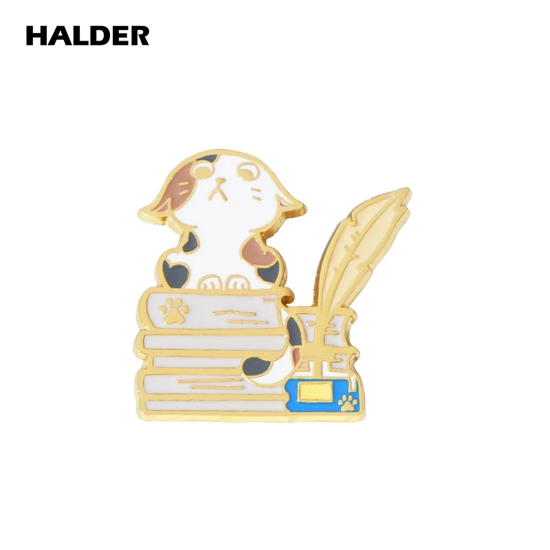 HALDER Pet Cats Enamel Pin Calico Cat Paw Badge Brooches Lapel Pin Jeans Bag Cute Cartoon Animal Jewelry Gift For Women Kids