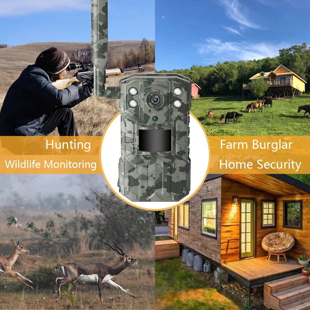 Solar betriebene zelluläre Trail-Kamera, Fallen mit Sim-Karte, Live-Stream, kein Glow, IR, 4G-App, Jagd kamera – Detail 3