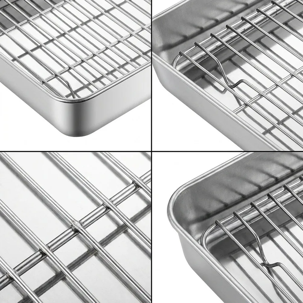 Air Fryer Mesh Filter Tray 20x20x5cm 304 Stainless Steel Square Design for Healthy Cooking and Flavor Retention