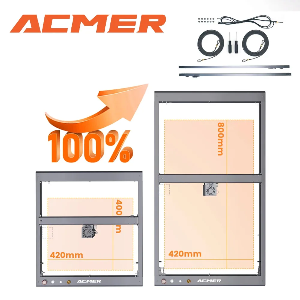 ACMER P2 33W Laser Engraver Upgrade Kit Frame DIY Laser Engraving Aluminum Profile Frame 420*800mm Expansion Kit