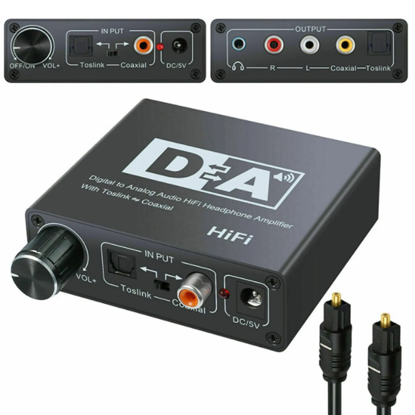 Digital to Analog Audio Converter Optical Fiber to Coaxial Signal to R/L Audio Decoder SPDIF ATV Amplifier