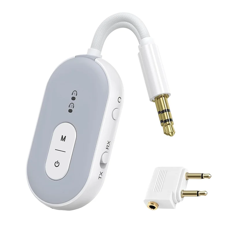 ABSQ-2 In 1 Bluetooth 5.3 Adapter For Airplane, Audio Bluetooth Transmitter Receiver For TV PC Gym Switch Car/Home Stereo