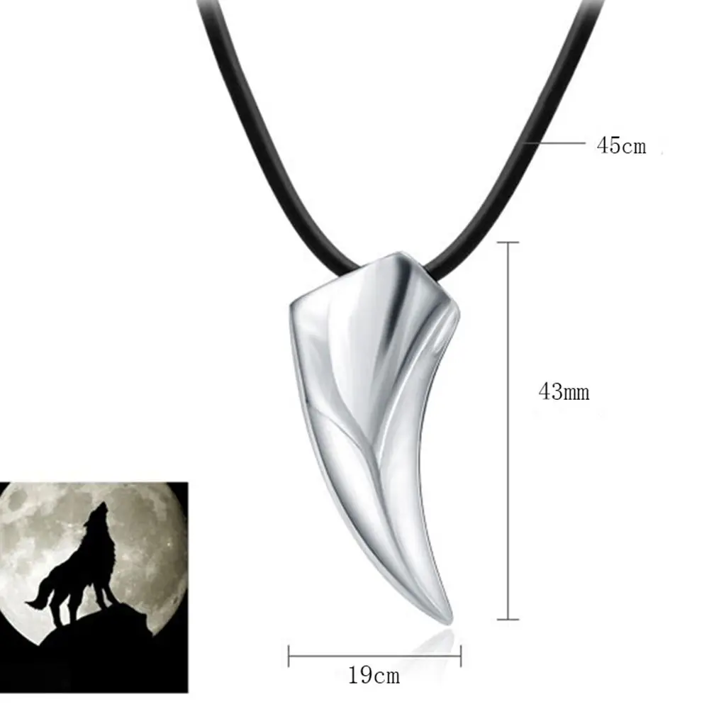Domineering Cool Brave Stainless Pendant New Titanium Men's Fashion Jewelry Tooth Wolf Necklace
