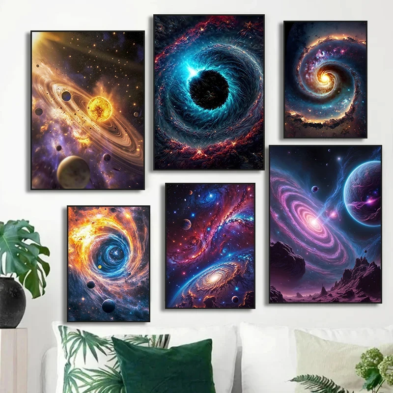 Universe Outer Space Galaxy Cloud Sea Planet Dreamy Posters Prints Canvas Painting Wall Art Picture Living Room Home Decor