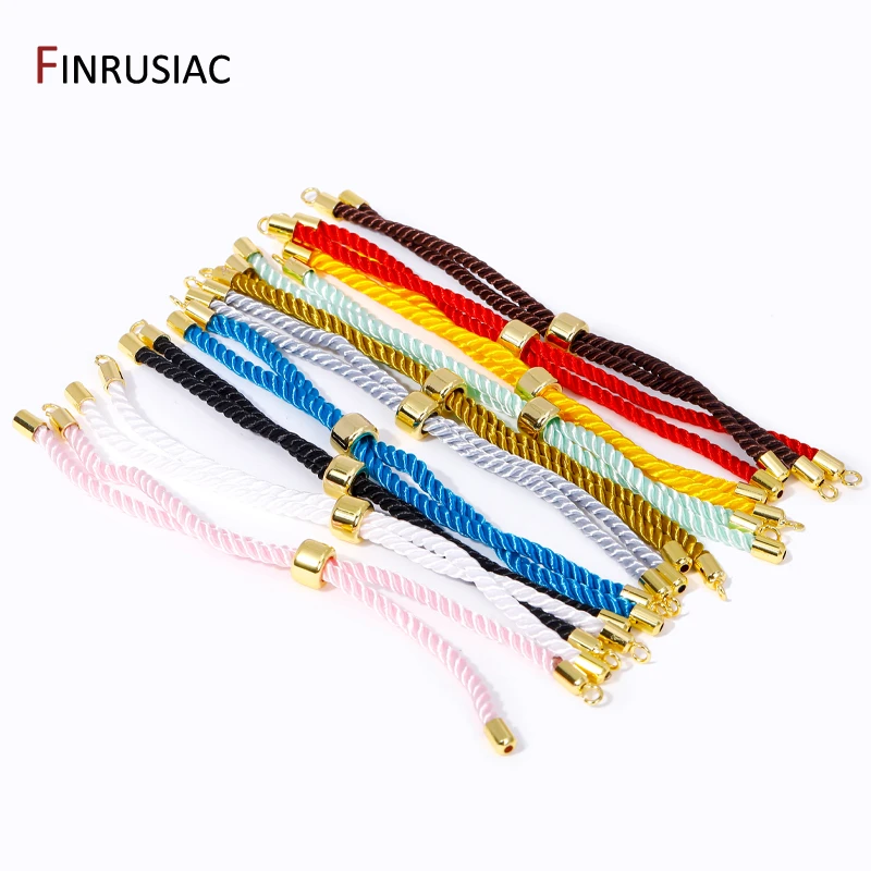 Wholesale Multicolor Adjustable Rope Bracelet Chain 18K Gold Plated Semi-finished Bracelet For DIY Jewelry Making Supplies