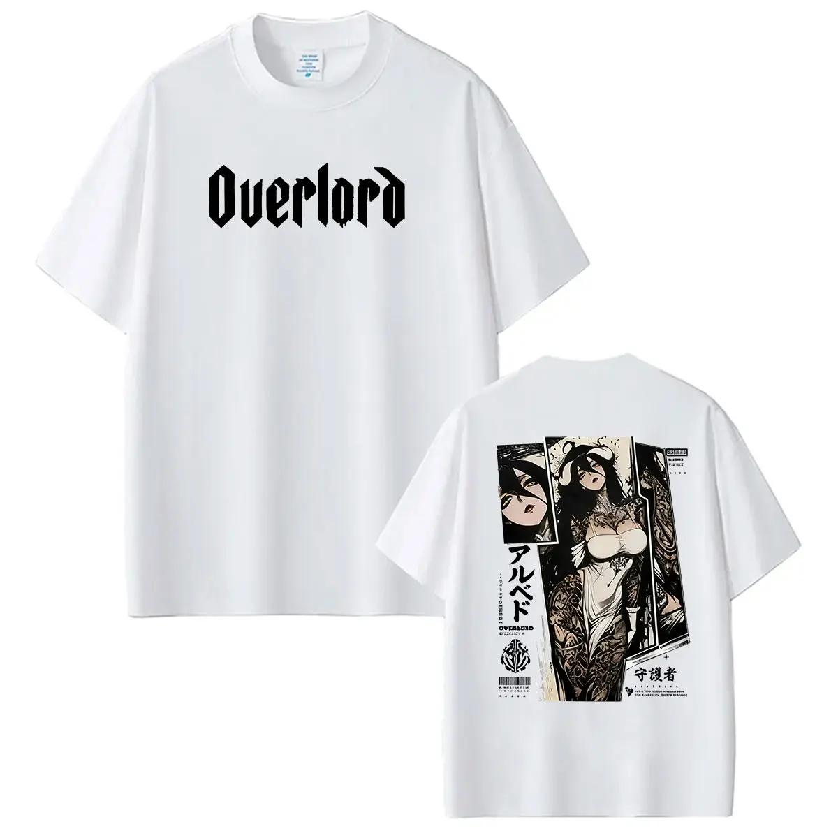 Japanese Anime Overlord Albedo Graphic T Shirt Men Women Retro High Quality Fashion T-Shirts Oversized Cotton T-shirt Streetwear