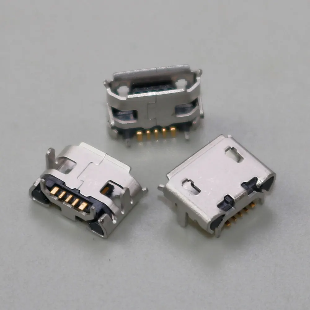 

100Pcs Micro USB 5pin DIP Female Connector For Mobile Phone Mini USB Charging Socket Curly Mouth High Quality