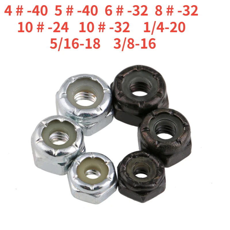 4 # -40 5 # -40 6 # -32 8 # -32 10 # -24 10 # -32 1/4-20 5/16-18 3/8-16 US White/Black Zinc American Lock Nut Self locking Nut