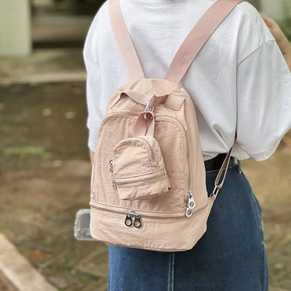 Cute Solid Color Nylon Mini Backpack Mini Handbag Hanging Bag Pendant Sling Korean Style Small Wallet Bag Accessories