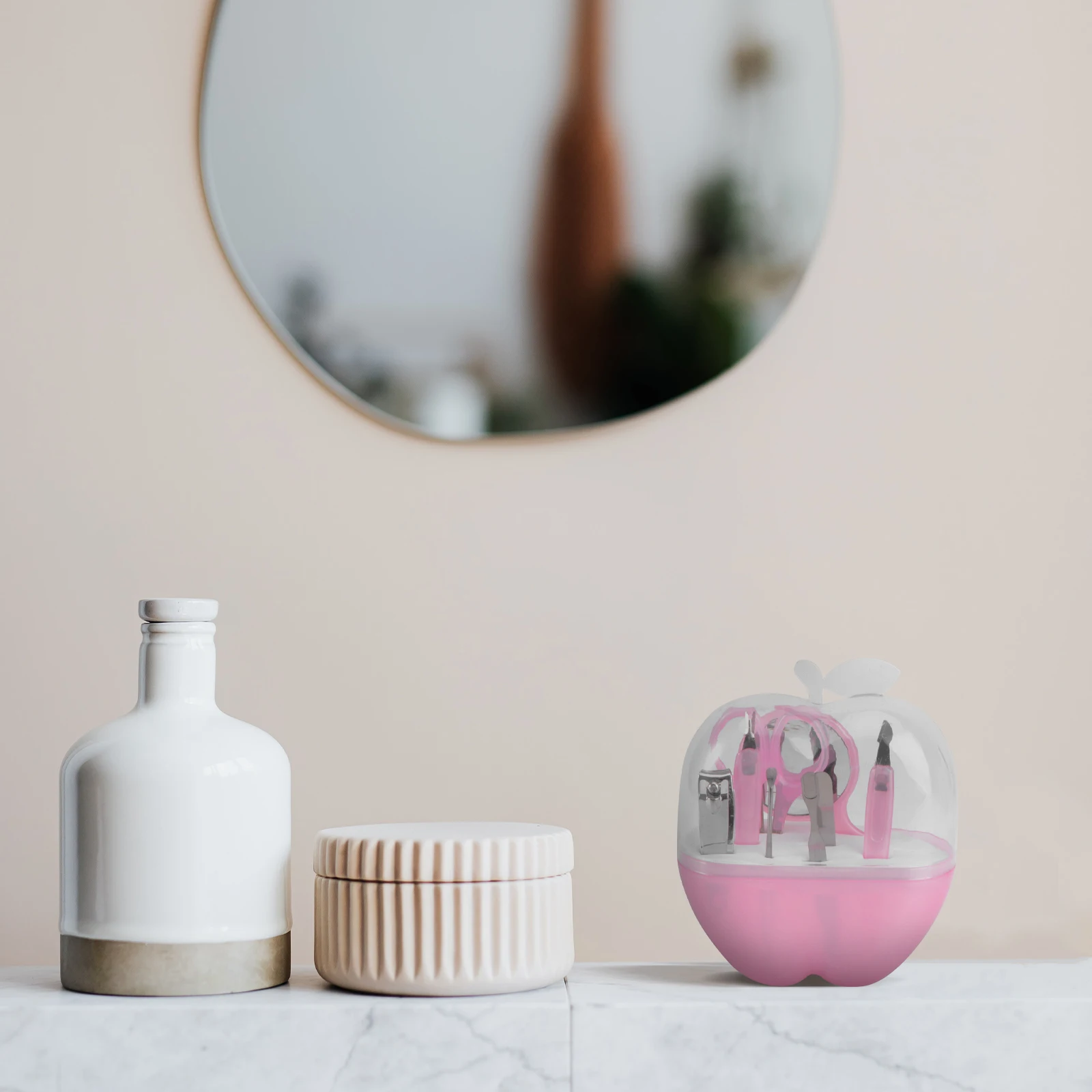 Nail Clipper Set Pink Fingernail Trimmer Tools Kit Apple Case for Travel Camping Women Beauty Care