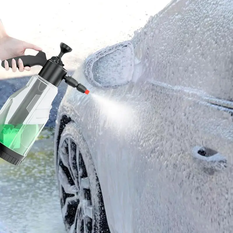 Anti-Slip Car Wash Pulverizador, 2L mão pressão espuma Spray, espuma bomba, duas opções de bocal para jardim