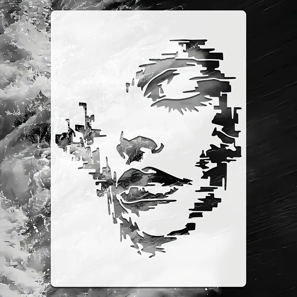 A4 Abstract Face Graffiti Stencil Washable Reusable Flexible Plastic Portrait Painting Template for Wall Canvas Mixed Media Art