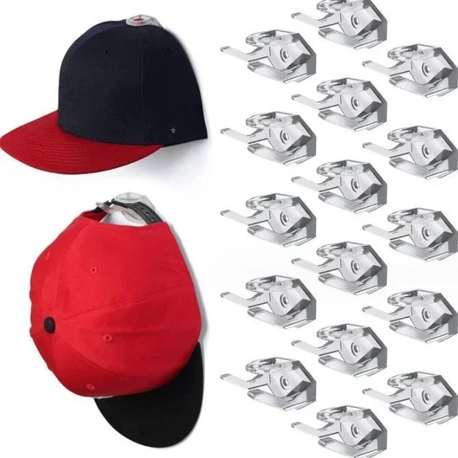 16Pcs Baseball Cap Dual Use ABS Hook Baseball Club Gym No Trace Free Punch Hat Storage Wall Sticky Hook Cap Shop Display Stand