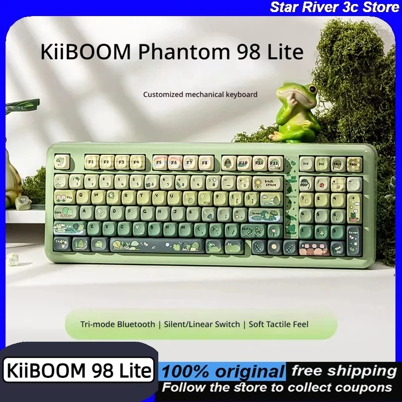 KiiBOOM Phantom 98 Lite Wireless Mechanical Keyboard with PBT Keycaps Gasket 8000 mAh Battery RGB Hot-Swappble Gaming Keyboards