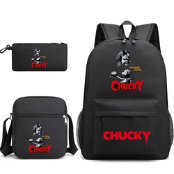 3pcs Child's Play Chucky Teenager Students Backpacks Schoolbags Pencil Case Shoulder Bags Boys Girls School Bags Sets back pack