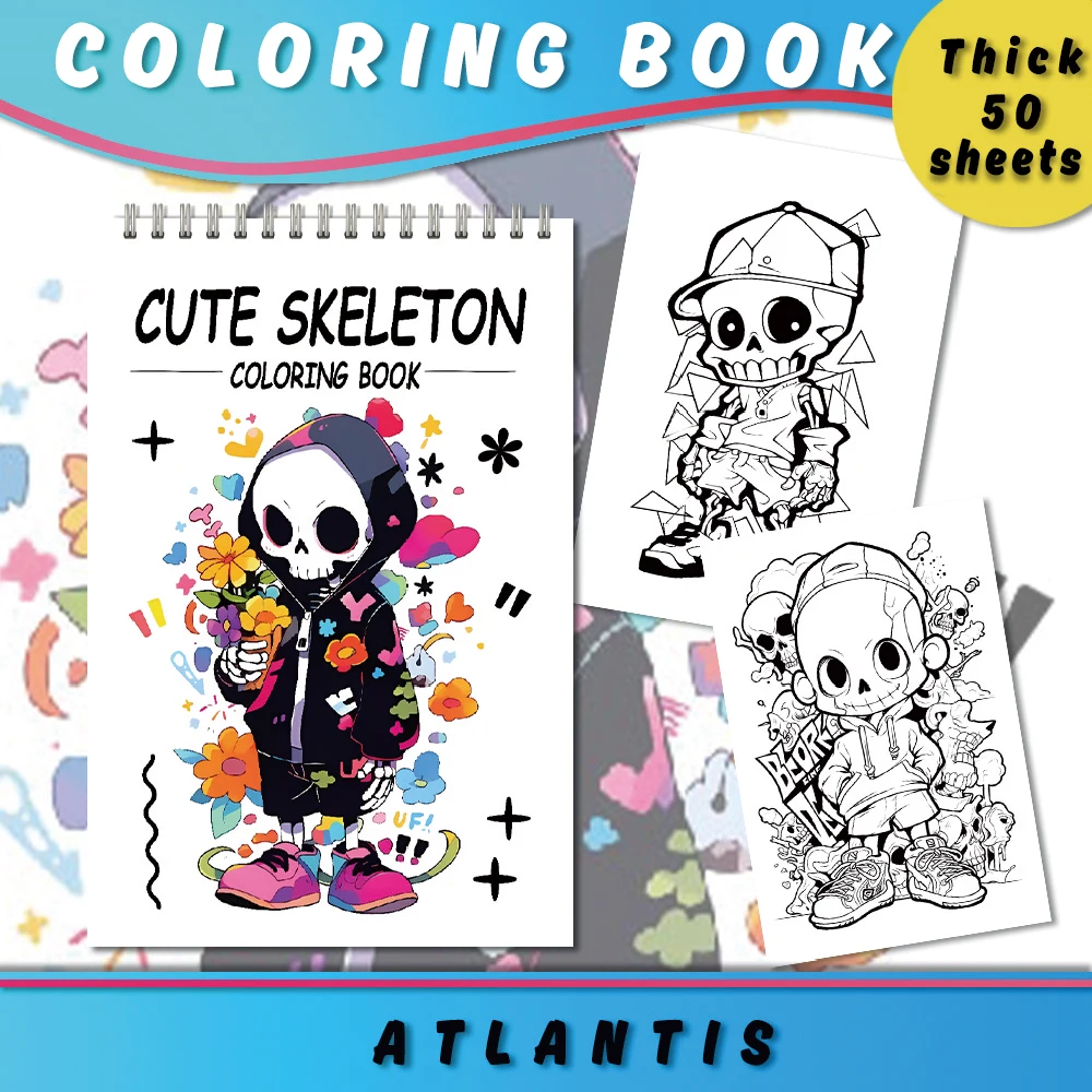 

Adult Stress Relief Colouring Book - Spiral Book 50 Sheets 8.3x5.5 inches, can be used as birthday gift, party gift