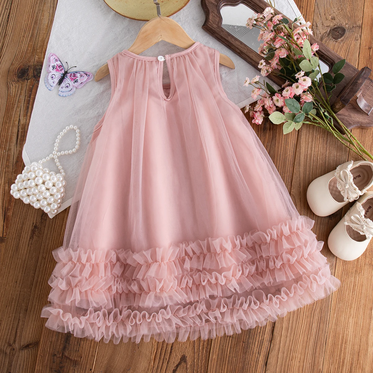 Summer New Baby Girl Dress Sweet Butterfly Mesh Princess Dress Girl Birthday Party Dress Children'S Clothing 9 Months - 4 Years
