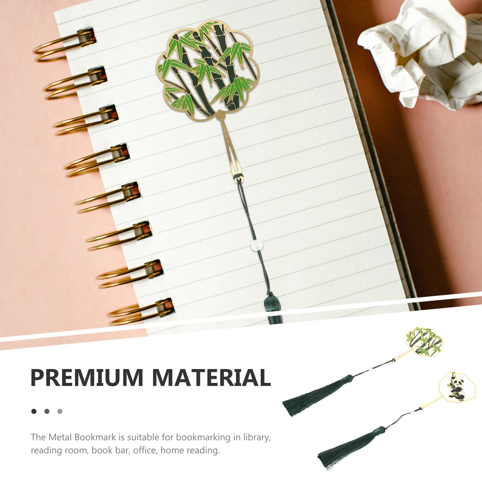 

2Pcs Metal Panda Bookmark Portable Reading Page Marker Book Clip Cartoon Design for Students Office Reading Page Marker