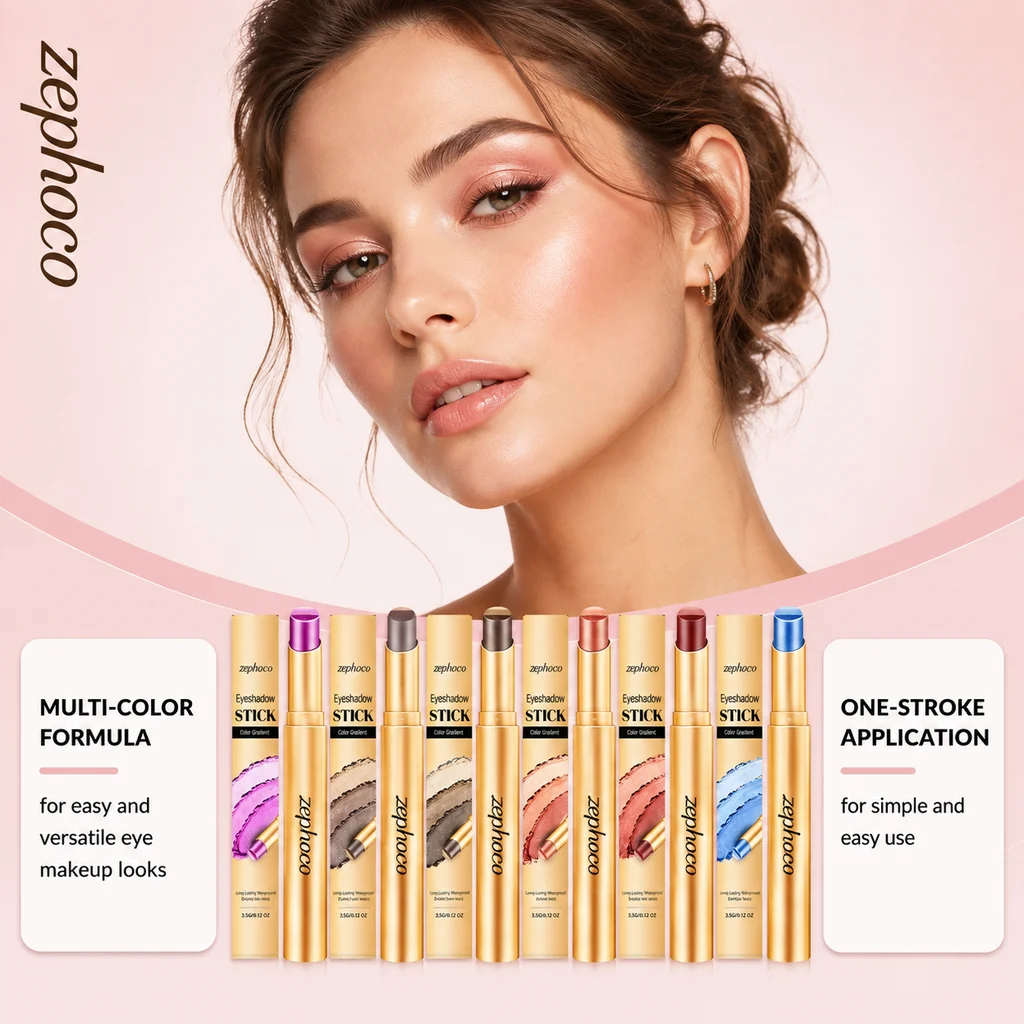 Zephoco Multicolor Make-Up Eye Shadow Stick Silky Not Dizzy Suitable Bold Or Natural Blendable Long-Lasting Smooth Clean Effects
