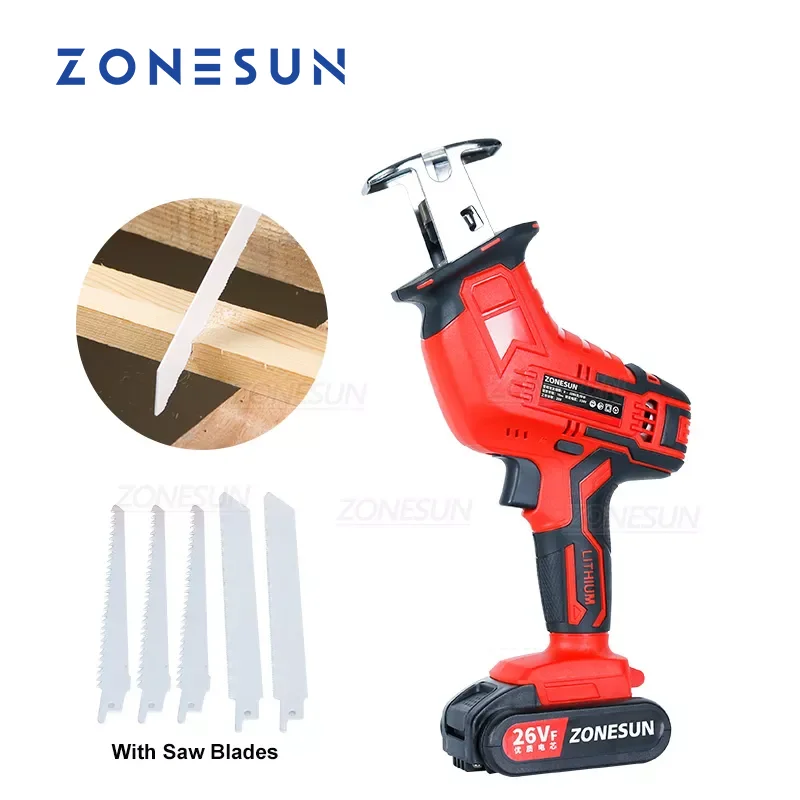 

ZONESUN Cordless Reciprocating Saw Adjustable Speed Electric Saw Saber Saw Portable for Wood Metal Cutting Chainsaw