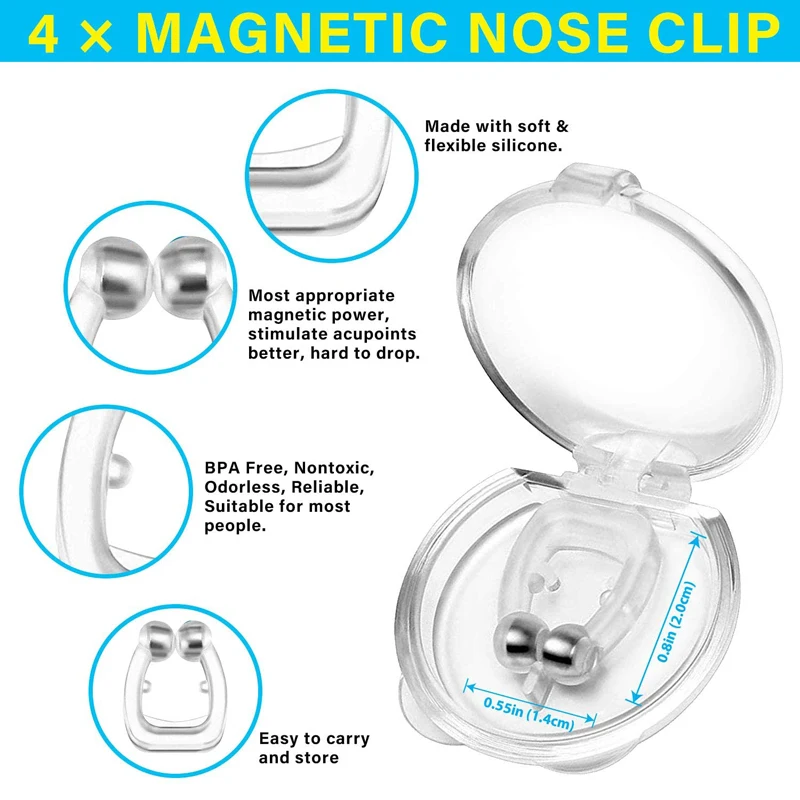 Anti Snore ronquidos Stopper Snoring Silicone Nose Clip Magnetic Sleep Tray Sleeping Aid Night Anti Snoring Device Health Care