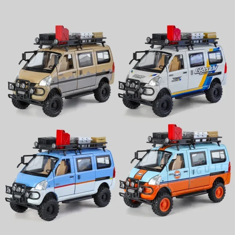Wuling van veículo off-road liga carro muscular 1:24 modelo som e luz puxar para trás brinquedo das crianças colecionáveis presente de aniversário