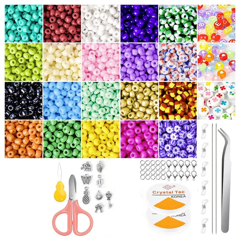 10500Pcs 3Mm 20 Colors Glass Seed Beads For Bracelet Jewelry Making Kit, Beads Assortments Kit For Adults Girls