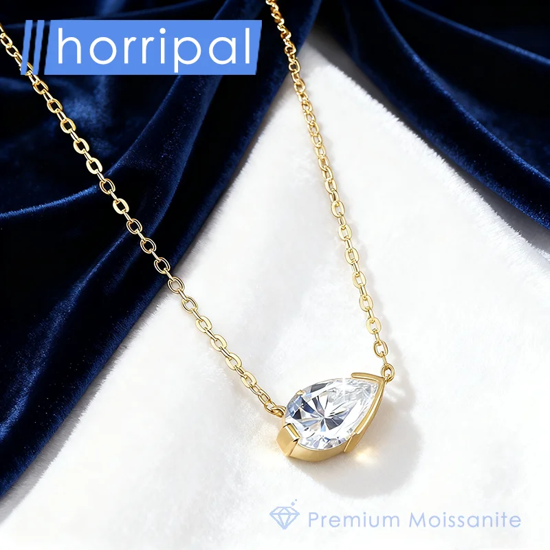 

New 2ct Pear Cut Moissanite Pendant Necklace for Women Wedding Jewelry Silver Plated 18K Gold High Quality Waterproof Necklace