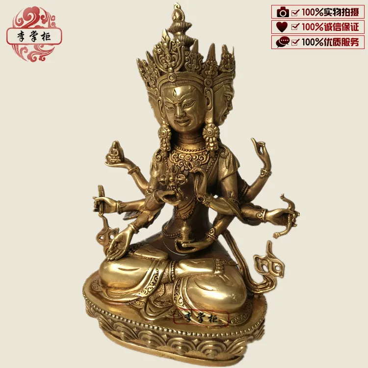 Nepalese Tantra Tibetan Biography, three statues of longevity, pure copper, venerating the mother of Buddha, three sides and ei