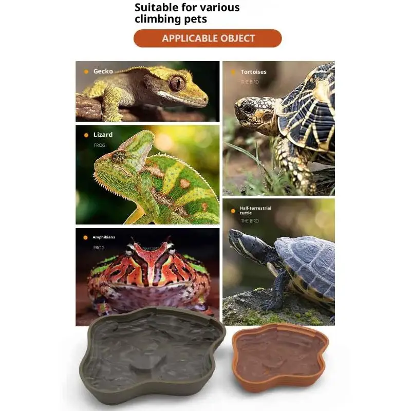 

For Reptiles Amphibians as Water And Food Basin Turtle Frog Bathing Basin with Anti-Slip Ramp Multi-use Pet Bowl