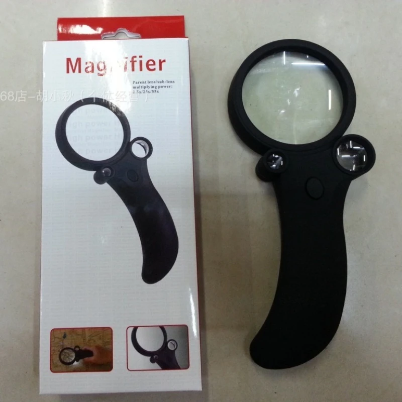 

2.5/5/10X Optical Three Lens Magnifying Glass with Lights LED Magnifier for Reading Books and Newspapers Helping Hands Loupe