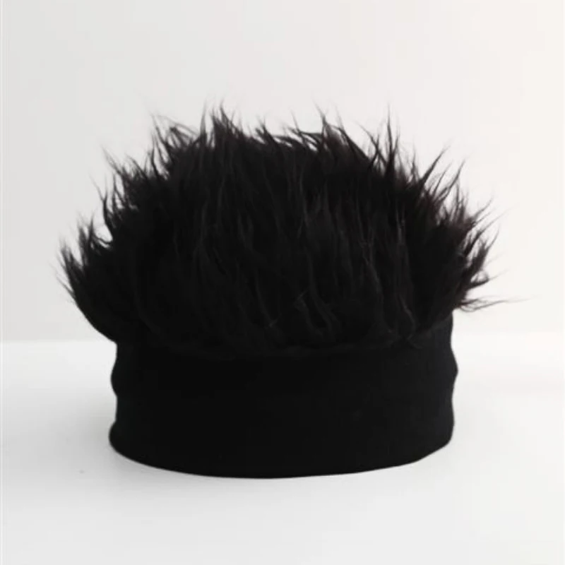 Creative Wig Hat Funny Short Hair Caps For Women Men Novelty Street Hip Hop Beanie Hat Spiked Fake Hair Funny Retro Caps