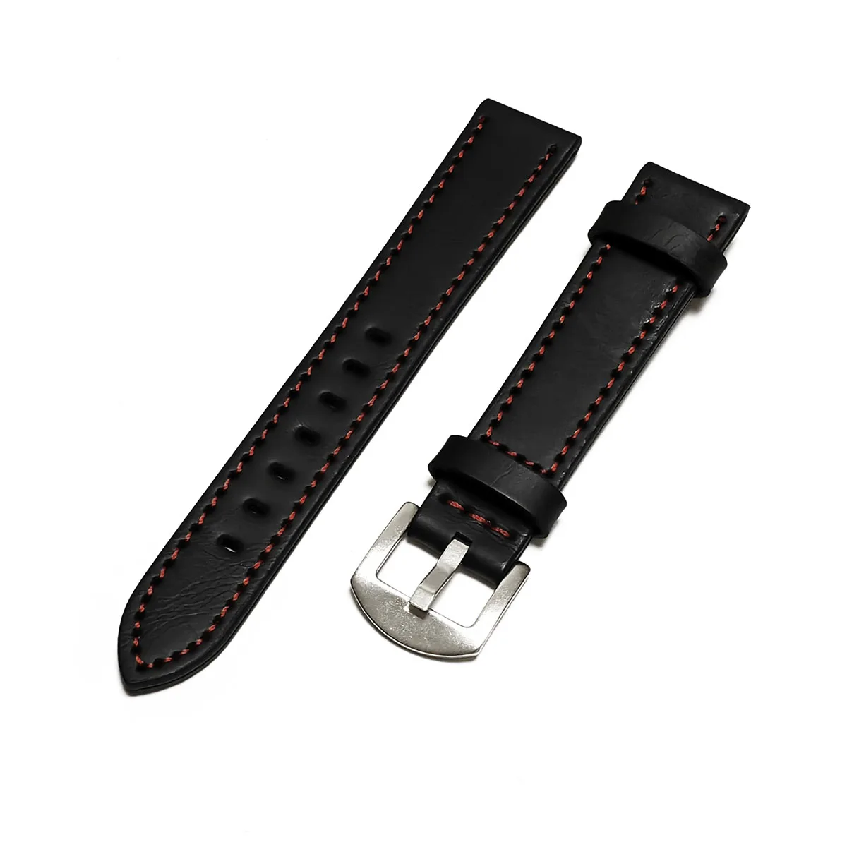 Thicken Unisex Leather Watch Strap 18mm 20mm 22mm 24mm, Classic Watch Chain Stainless Steel Buckle Watchband Soft Mater