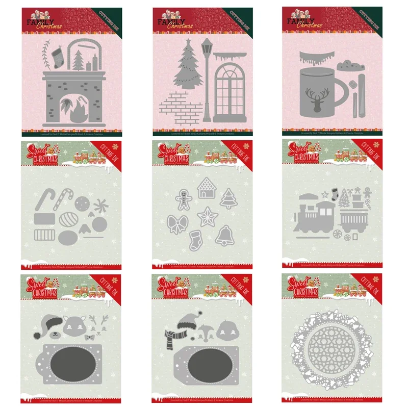 

Fireplace Hot Drink Christmas Candy Bell Metal Cutting Dies for Scrapbooking Paper Making Embossing Frame Card Craft