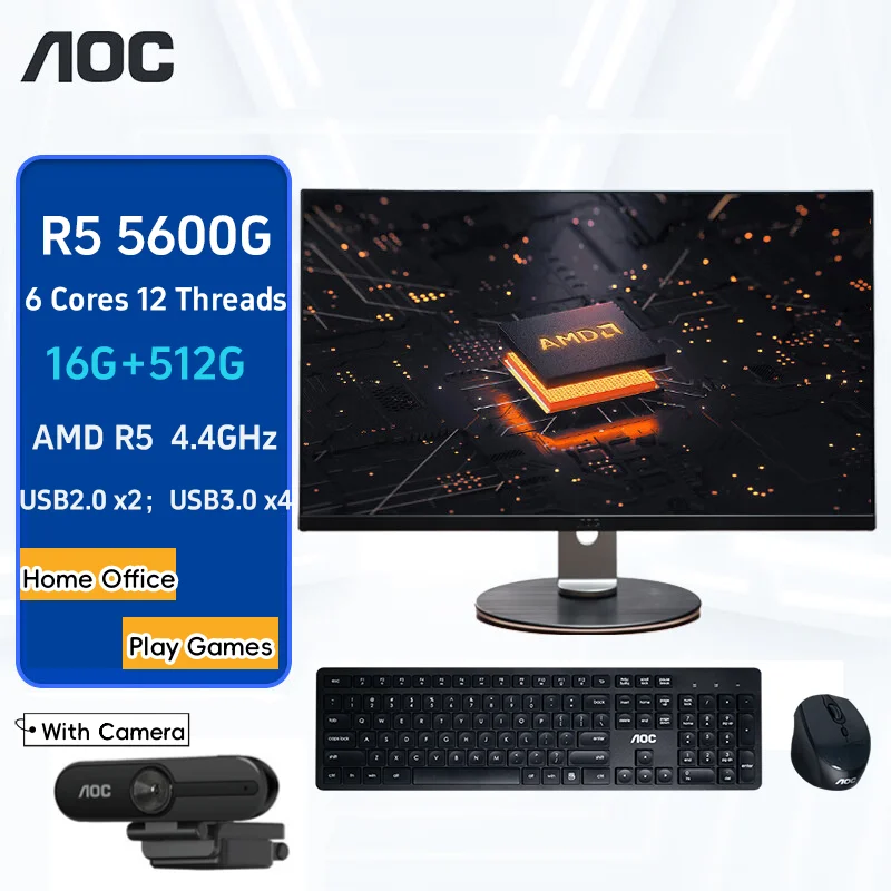 Aoc All-in-One-Computer 15,6-Zoll amd 23,8g 16g 5600g Desktop-Gaming-PC aio Home-Office-Spiel Desktops Büro computer 올인원 데스크탑