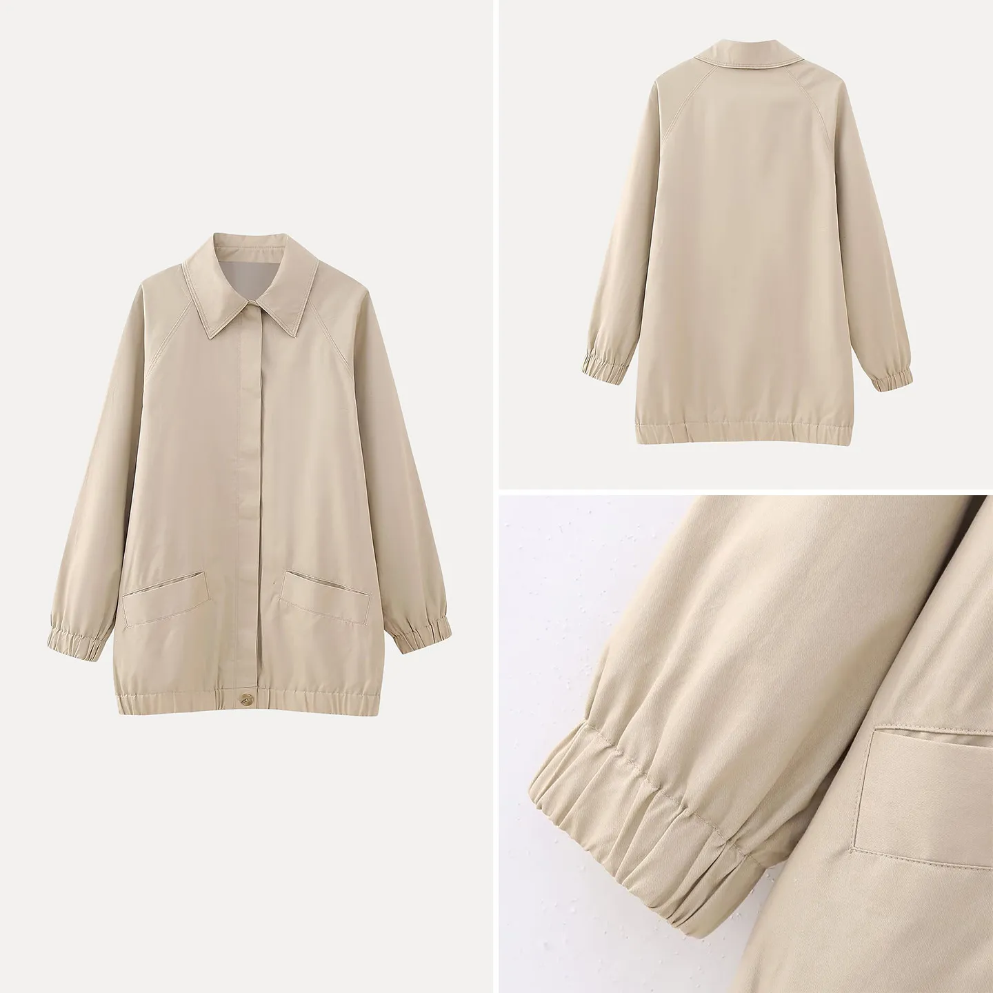 Casual Style Long Pilot Jacket Coat for Women Turn-down Collar Outerwear Loose Fit Long Sleeve Autumn New Arrival ZADATA