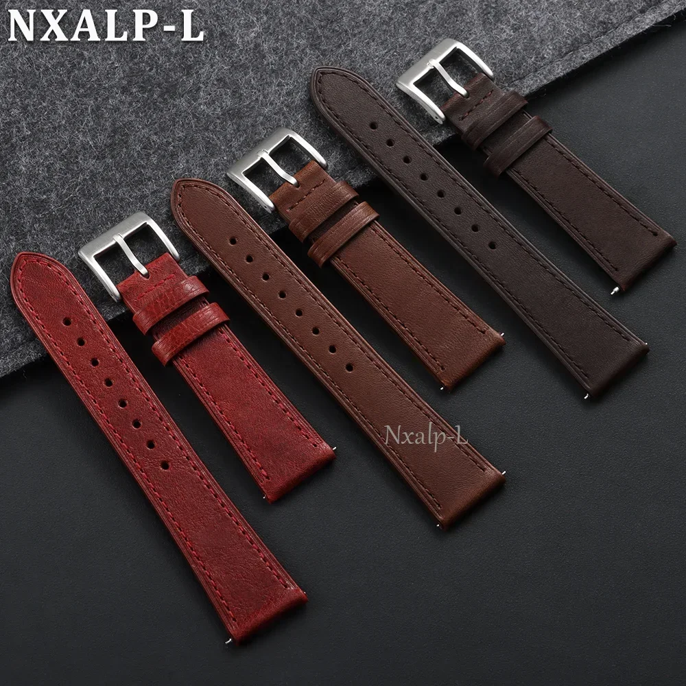 Vintage Top Layer Genuine Leather Watch Strap Quick Release 18mm 20mm 22mm 24mm Handmade Watch Strap Men Women Business Bracelet