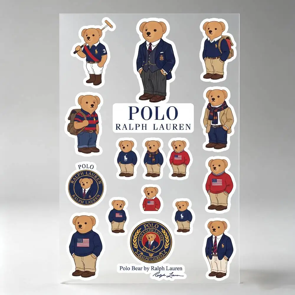 Poster P-o-lo Be-ar Waterproof Reflective Motorbike Stickers Easy Peel Removable Decals For Motorcycle Car