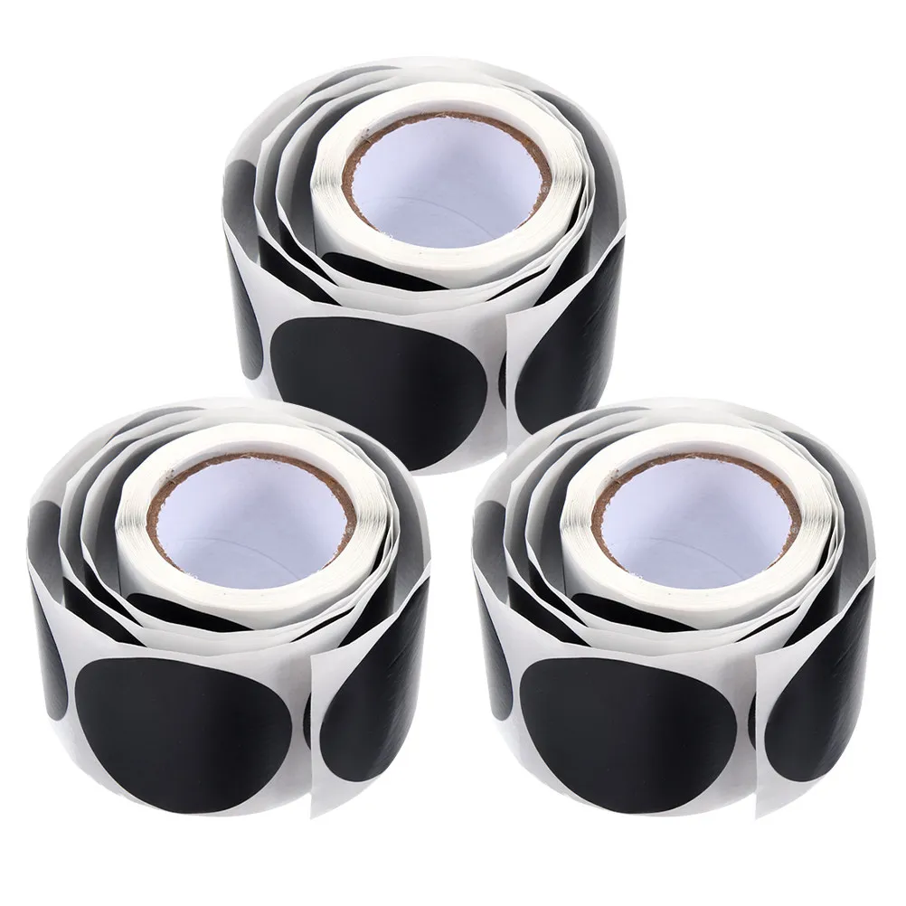 3 Rolls Spice Labels Round Stickers Reusable for Food Containers Black Chalk Board Jarlabels