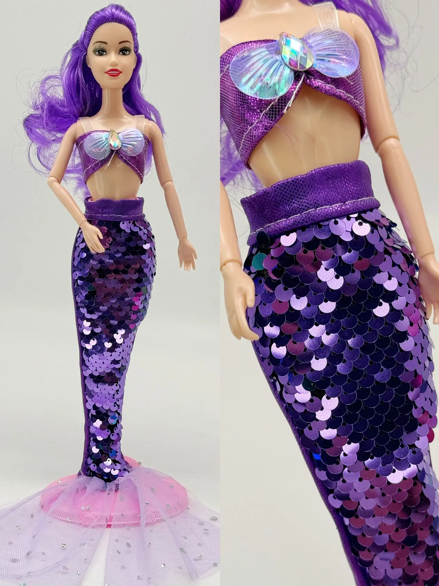 11 pollici sirena bambola set completo multi giunti mobili 1/6 30 cm bambola con gonna di paillettes vestiti vestito ragazze vestono giocattoli regali fai da te
