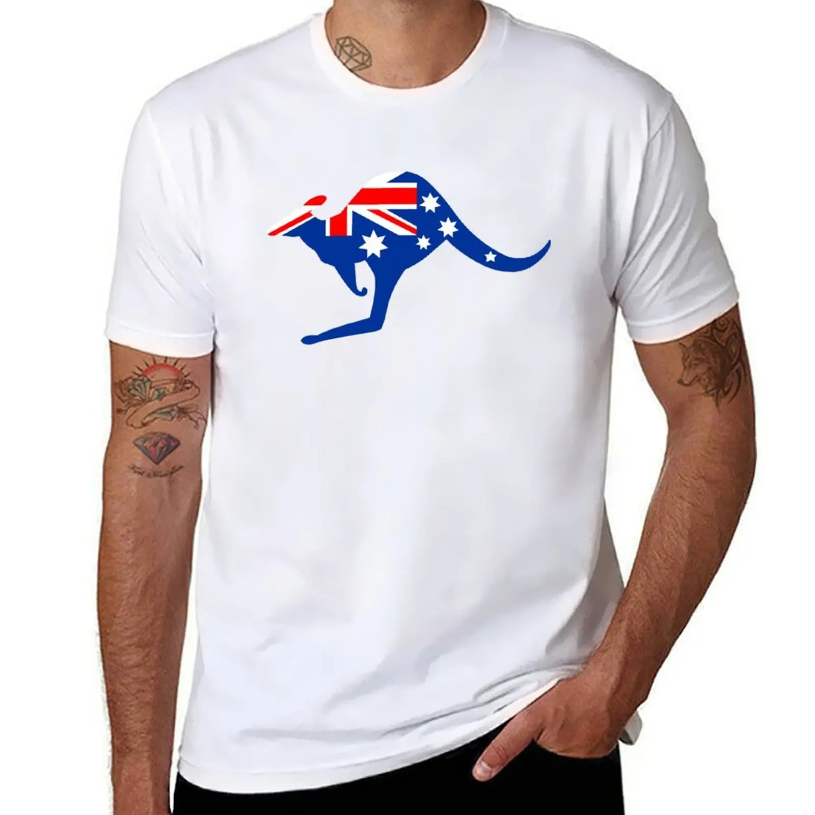 

Australian Kangaroo Flag T-Shirt man graphic t shirt men t shirt cotton 100% T-Shirt