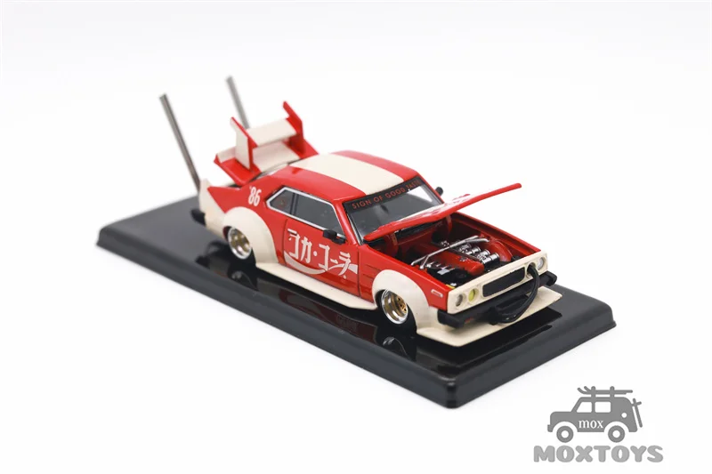 POP RACE 1:64 SKYLINE C210 KAIDO RACER (BOSOZOKU STYLE) -  JP Red White Diecast Model Car gift