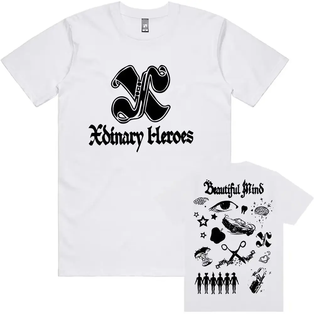 Y2k Fashion Top 2026 Beautiful Mind Xdinary Heroes Korean Boys' Band Short Sleeve Graphic Print T Shirt Summer New Tops Unisex