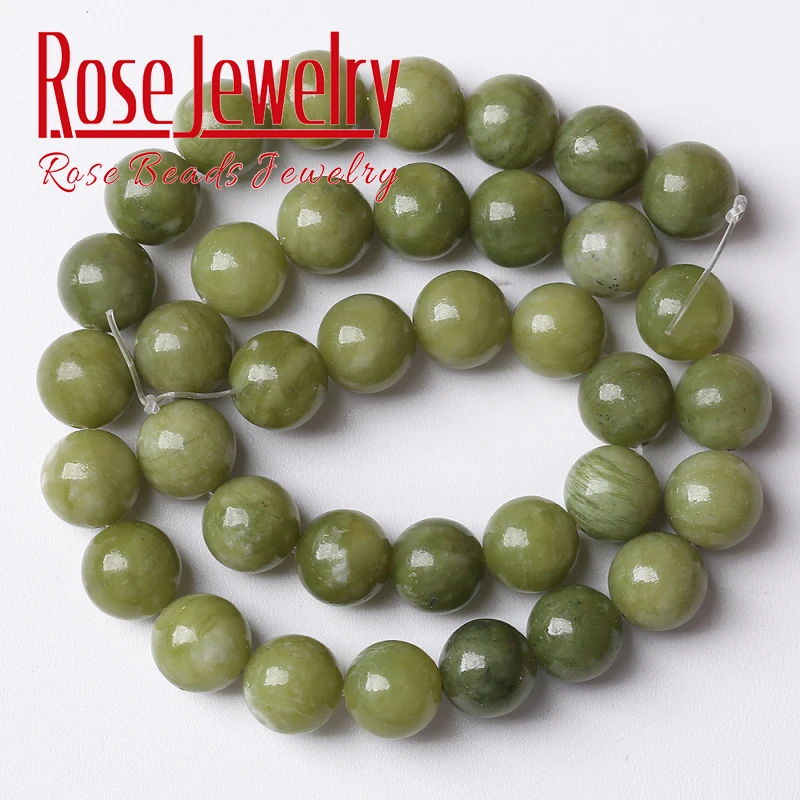 Natural Chinese Jades Beads Natural Green Chalcedony Stone Round Beads For Jewelry Making DIY Bracelets Necklace 6 8 10 12mm 15" - Image 5