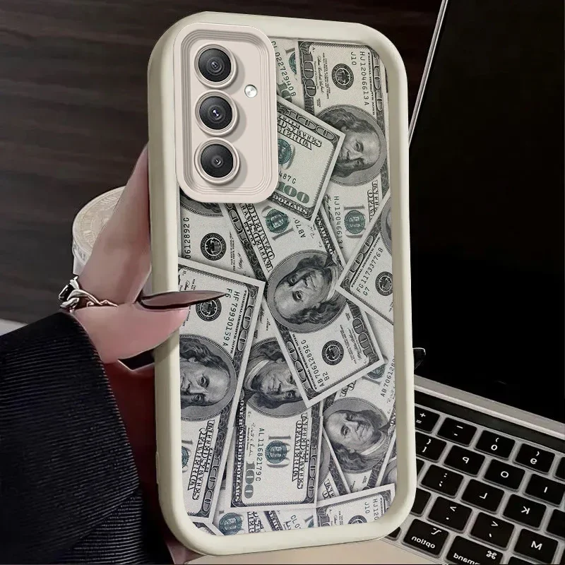 Soft Case for Samsung Galaxy A35 A55 A15 A25 A16 A06 A05 A05S A24 A13 A23 A12 A22 A32 A52 A71 A51 4G Dollar Banknote Liquid Capa