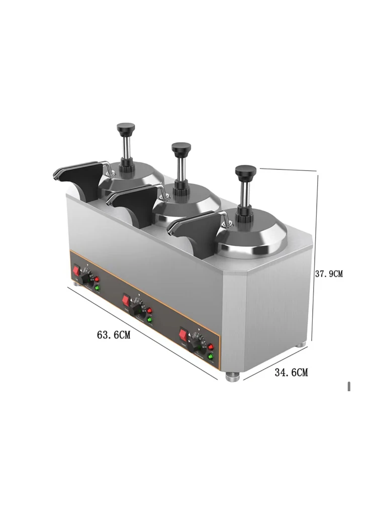 6L Stainless Steel Commercial Sauce Warmer, Chocolate and Cheese Dispenser, Sauce Pump Machine, Cylinder, 30 ~ 85 °C,