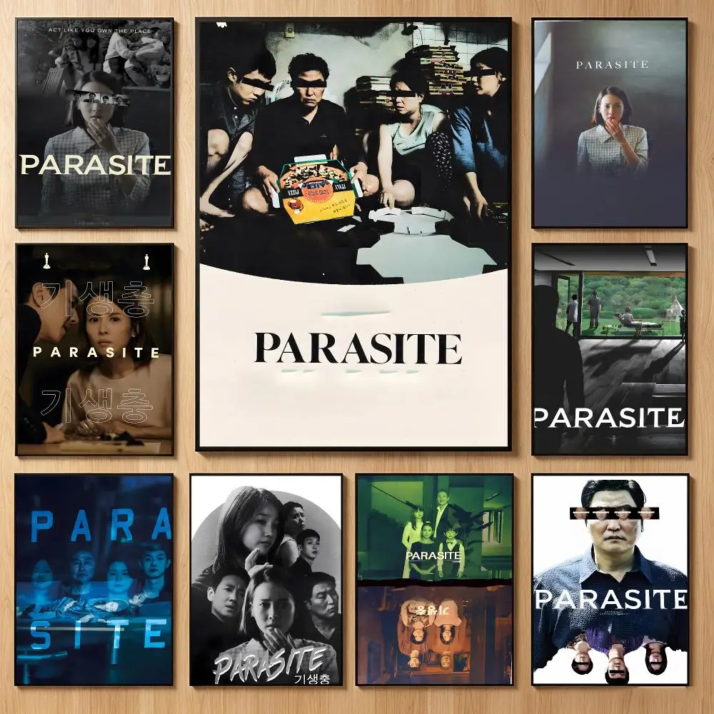 Dark-Drama Movie P-Parasite Poster Classic Self-Adhesive PP Wall Sticker for Living Room Bar Decor Gift